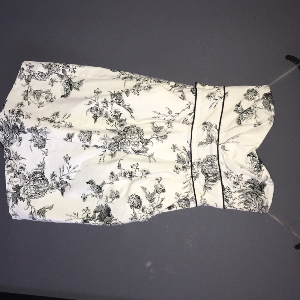Strapless black/white floral dress